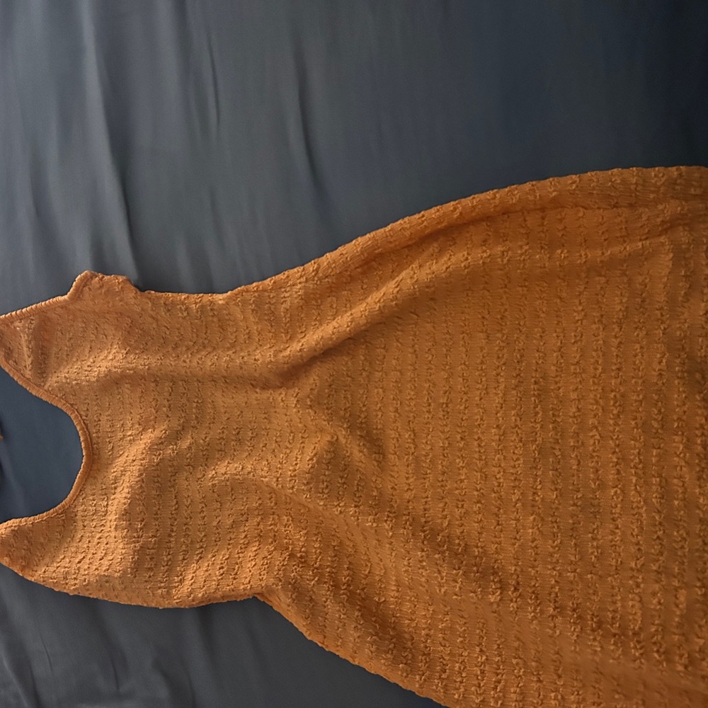 SHEIN Textured Orange Sleeveless Dress